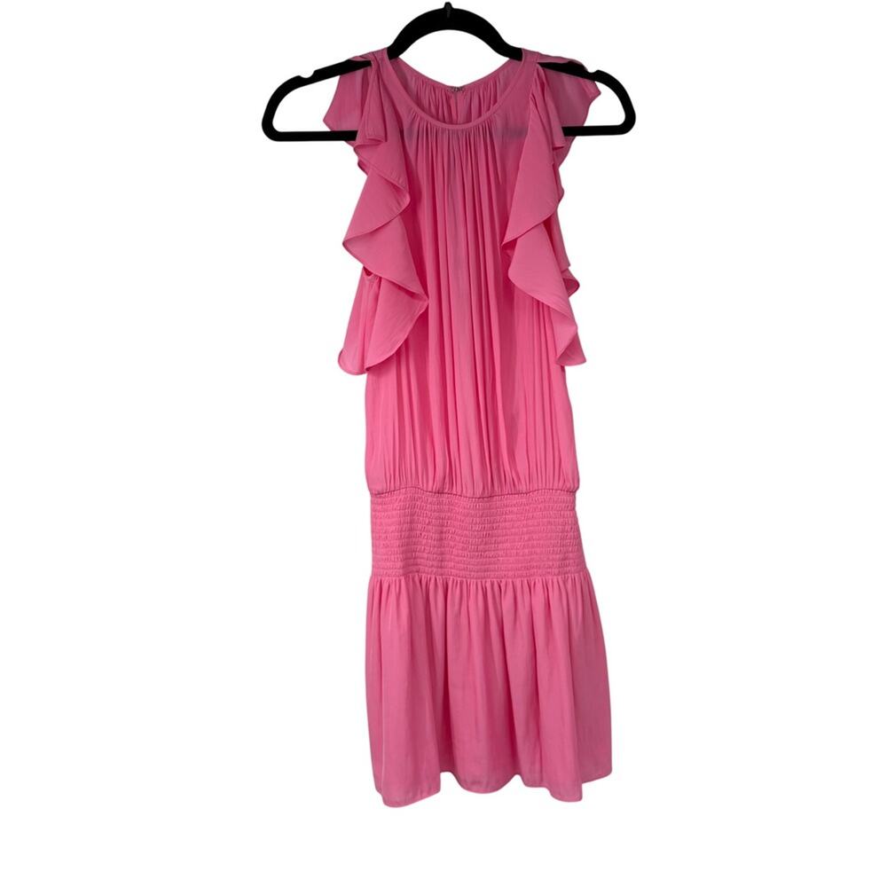 Ramy Brook Pink Ruffle Smocked Waist Midi Dress XS